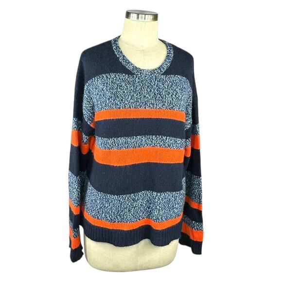 KULE Blue Orange Striped The Andre Sweater Cashmere Knit Women's Size Medium - Picture 10 of 12